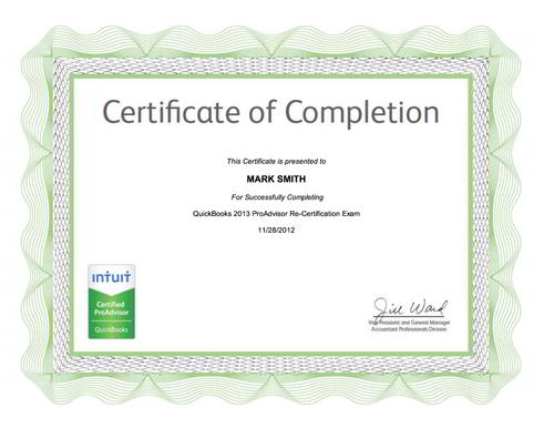 QuickBooks 2013 ProAdvisor Certificate